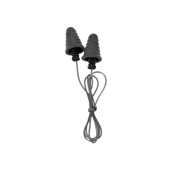 Earplugs, Corded Design, 32 dB Noise Reduction, Tapered Shape, Universal Size, Silver Plug, Polyurethane Plug, Gray Cord, Vinyl Cord, Specifications Met: ANSI S3.19-1974, Disposable/Reusable: Disposable