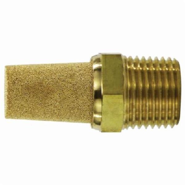 Muffler, 1/8 Inch Size, 300 psi Pressure, 35 to 300 °F, Brass Body/Sintered Bronze Element, Import