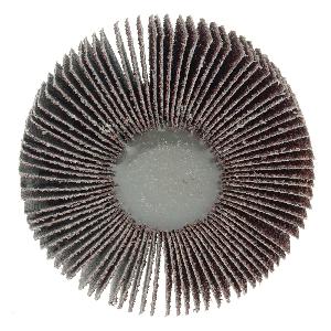 Coated Abrasive Flap Wheel, 3 in Wheel Dia, 1 in Face Width, 1/4 in Shank Dia, 40 Grit, Coarse Grade, Aluminum Oxide Abrasive, 23000 RPM Maximum, Threaded Stem Attachment