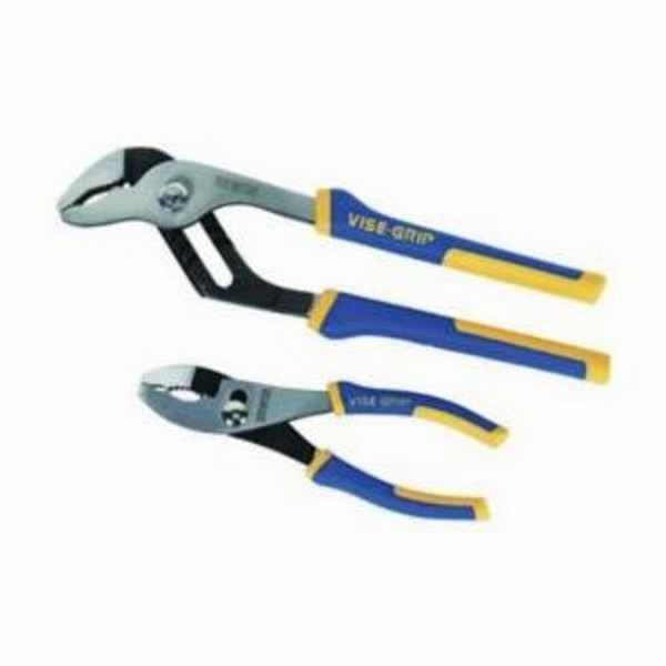 Plier Set, 2-Piece Professional, Grooved/Slip Pliers, 2 Piece, Steel, Blue/Yellow, 6.5 in W x 0.688 in D x 11.25 in H Dimensions