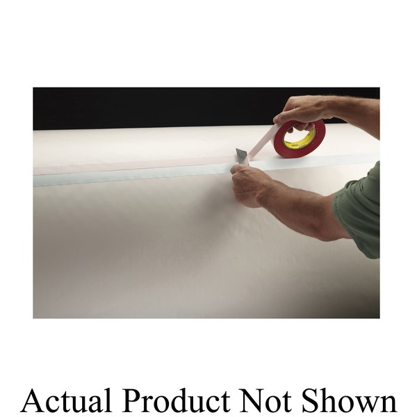 Double Coated Tape, 60 yd Length, 54 Inch Width, 4.3 mil Thickness, 55 lb Densified Kraft Paper Liner, Clear, Acrylic Adhesive, Tissue Backing, 300 °F Maximum Operating