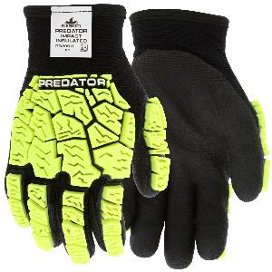 Mechanics Work Gloves, Insulated, Series: Predator®, 2XL Size, HPT® Palm, Nylon, Hi-Viz Orange/White, Hemmed/Single Dip/Standard Finger Style, Acrylic Lining, Knit Wrist Cuff, Primary Polymer Nitrile Coating, ANSI Cut-Resistance Level: A3, Resists: A