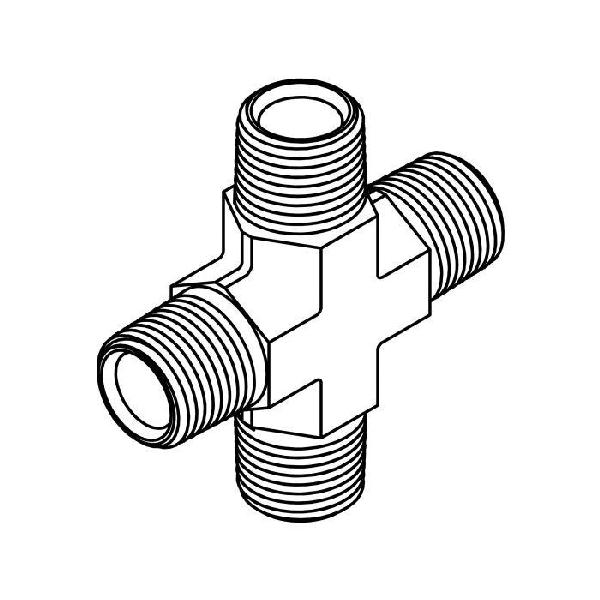 Pipe Cross, Series: 5650, 1/4-18 Nominal, MNPT End Style, Steel