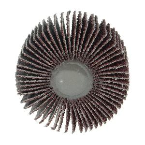 Coated Abrasive Flap Wheel, 2 in Wheel Dia, 1 in Face Width, 1/4 in Shank Dia, 40 Grit, Coarse Grade, Aluminum Oxide Abrasive, 25000 RPM Maximum, Threaded Stem Attachment