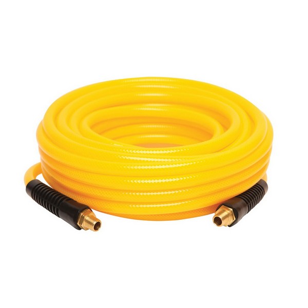 Air Hose, Premium Quality Tough and Flexible, 3/8 in Nominal, 1/4 in MNPT End Style, 50 ft Length, 300 PSI Pressure Class, -40 to 180 °F, Polyurethene, Hi-Viz Yellow