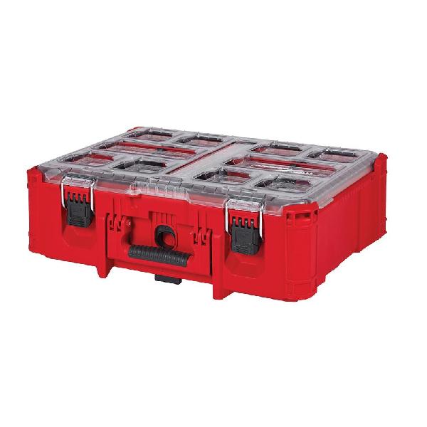 Deep Organizer, Series: PACKOUT™, 19.7 in Width, 15.2 in Depth, 7 in Height, 6 Compartments, 50 lb Capacity, Plastic, Red