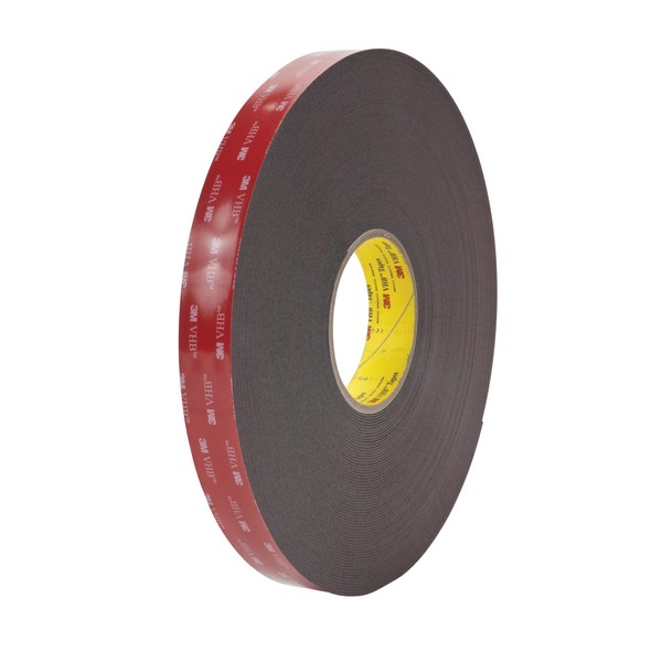 Double Sided Bonding Tape, High Strength, 36 yd Length, 3/4 Inch Width, 0.045 Inch Thickness , Black, Modified Acrylic Adhesive, Acrylic Foam Backing, 300 °F Maximum Operating, 250 °F Minimum Operating