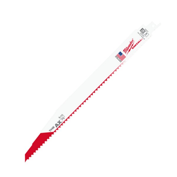 Reciprocating Saw Blade, Demo Profile, 12 in Length, 1 in Width, 0.062 in Thickness, 5 TPI, FANG TIP™/Matrix II/NAIL GUARD™ Teeth, 1/2 in Tang, Universal/Toothed Edge Tang, Bi-Metal Cutting Edge, Bi-Metal Body, Bright, White, Applicable Materials: En