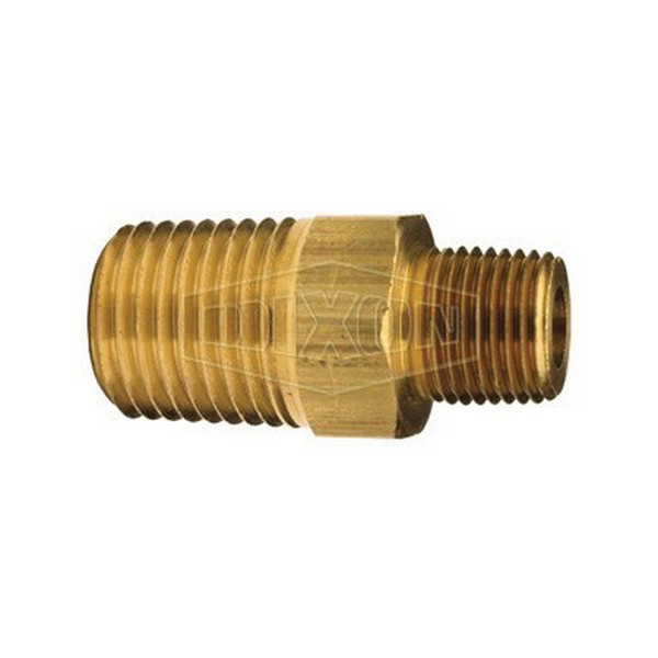 Reducing Hex Nipple, 1/4 x 1/8 Inch Nominal, MNPT, 1.19 Inch Length, Brass, Domestic