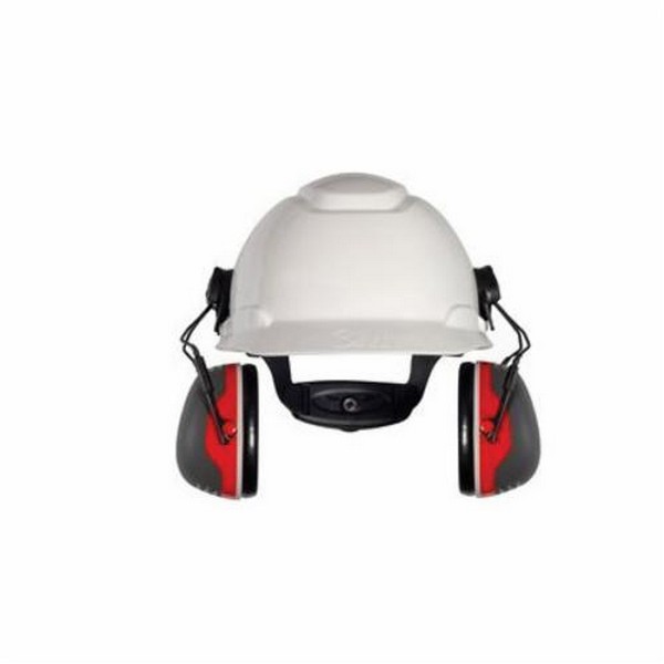 Earmuffs, Cap Mount Lightweight Universal, Series: X Series, 25 dB Noise Reduction Rating, Black/Red, Foam Cushion and Liner/Stainless Steel Band, CSA Class A Specifications Met