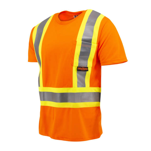 Safety T-Shirt, Short Sleeve, Series: ST11X-2POS, Hooded (Yes/No): No, XL Size, Hi-Viz Orange, Wicking Polyester Mesh, 30 in Length, Pullover Closure, 1 Pockets