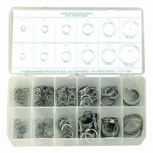 Snap Ring Assortment, 1/4 to 1-1/4 Inch, 300 Pieces, Spring Steel, Zinc Plated