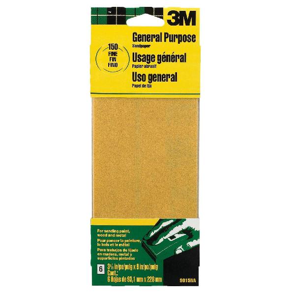 General Purpose Sanding Sheets, 7.25 Inch Length, 4.938 Inch Width, Fine Grade