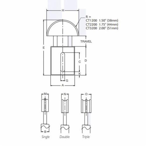 Chain Tensioner, Linear Single, Series: CT Series, #40, Aluminum, 3 Inch Length x 1 Inch Width x 5.47 Inch Height