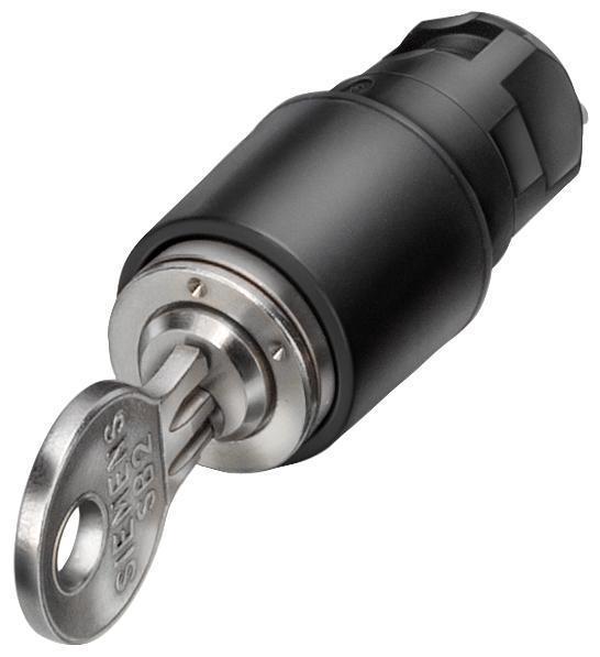 Keyswitch, 16 mm, Maintained ContMode, Short Lever Operator, 2 Positions, Round, Threaded Terminal, IP65, Front Mount, Plastic, Black, Environmental Conditions: -25 to 70 °C Temperature Rating