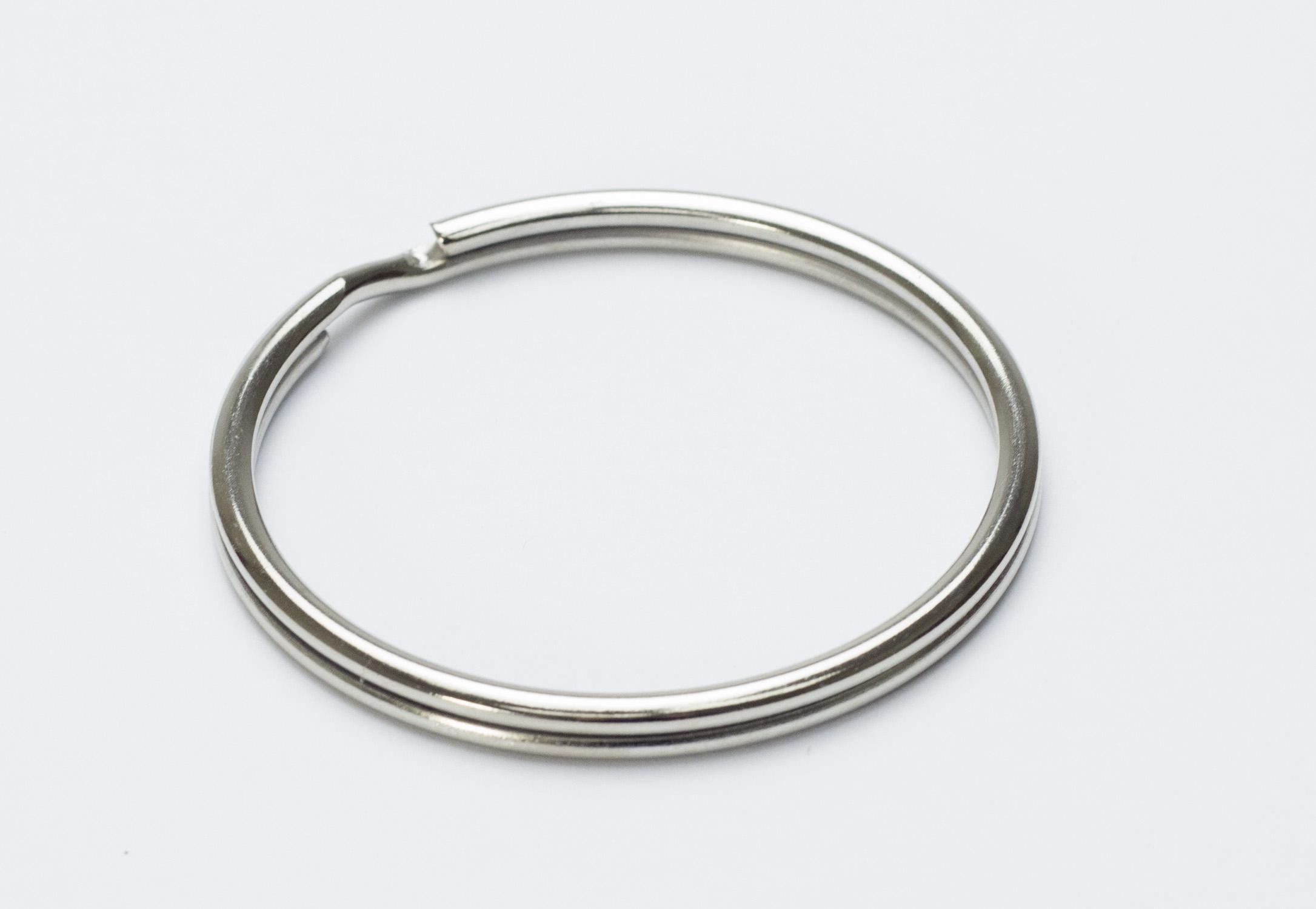 Key Ring, Split Ring, 2 in ID Ring, Tempered Spring Steel, Polished Chrome