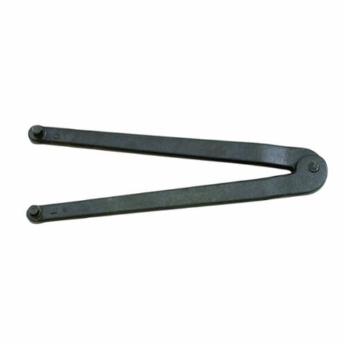 Face Spanner Wrench, Adjustable, Series: BD11, 3 Inch Capacity, 8-1/4 Inch Overall Length, 1/4 Inch Pin Diameter, 9/32 Inch Pin Length, Flat Handle, Forged Alloy Steel, Industrial Black