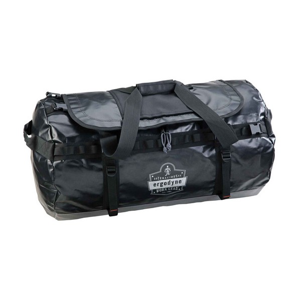 Duffel Bag, Series: 5031, Black, 600D Polyester/Tarpaulin, 55 L Storage, 12.6 in Height, 12.2 in Width, Water Resistance Properties, 7 Pockets, Zipper Closure