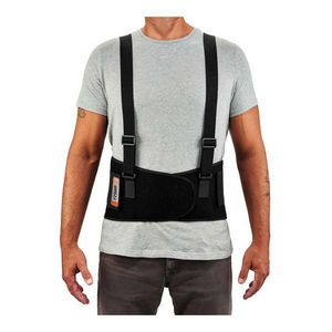 Back Support Brace, High Performance, Series: 2000SF, 4XL, Fits Waist Size: 52 to 58 in, 8-1/2 in Width, 840D Spandex®, Black, Adjustable/Detachable Suspenders, Hook and Loop Closure