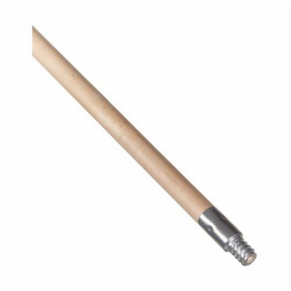 Mop Handle, Threaded Tip, 15/16 in Dia, 60 in Length, Hardwood Handle/Metal Tip, Natural, Clear Lacquered