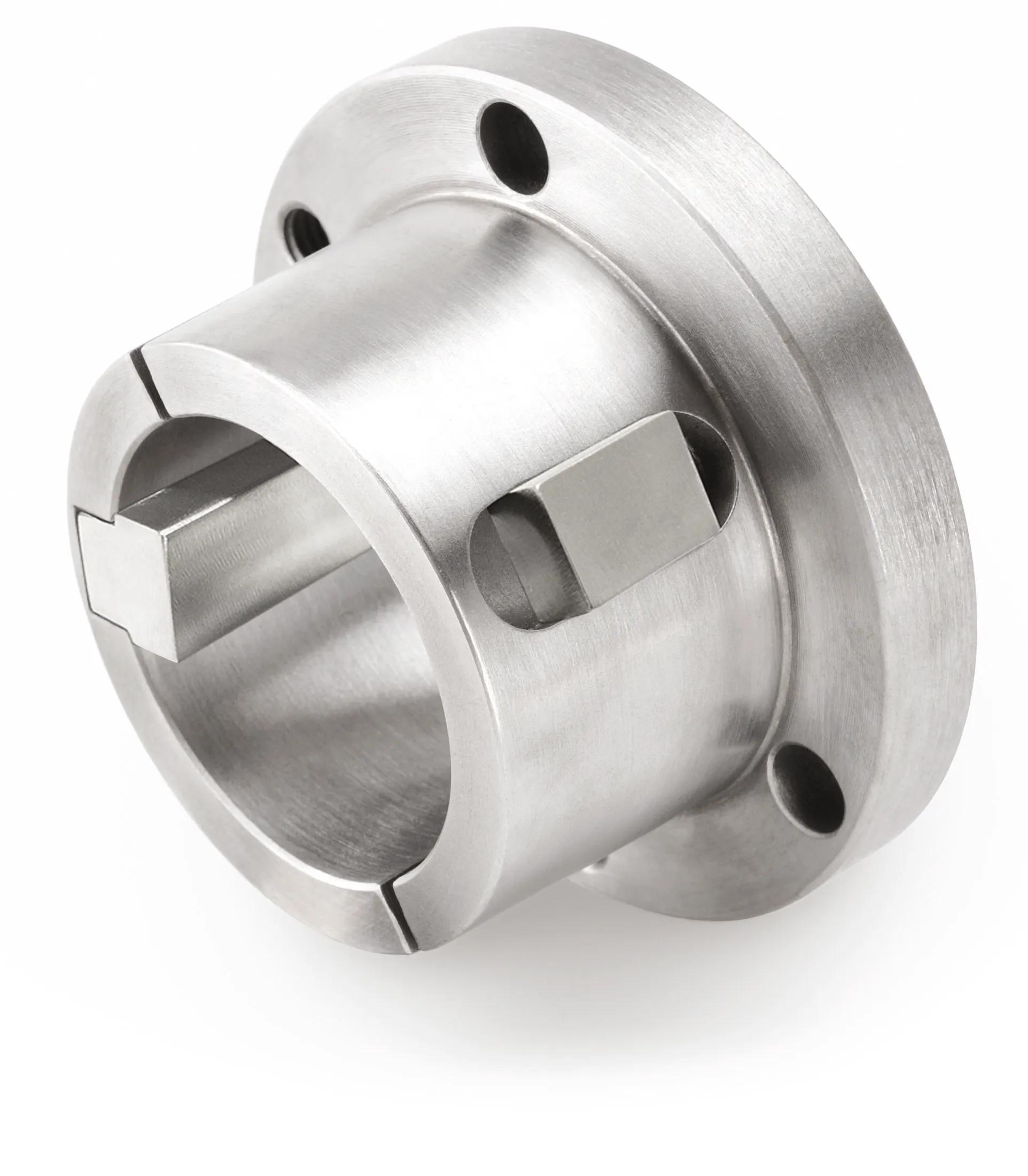 Bushing, Split Taper, 2.438 in Bore, 3 Bolt Holes, 4.375 in Overall Length, Steel