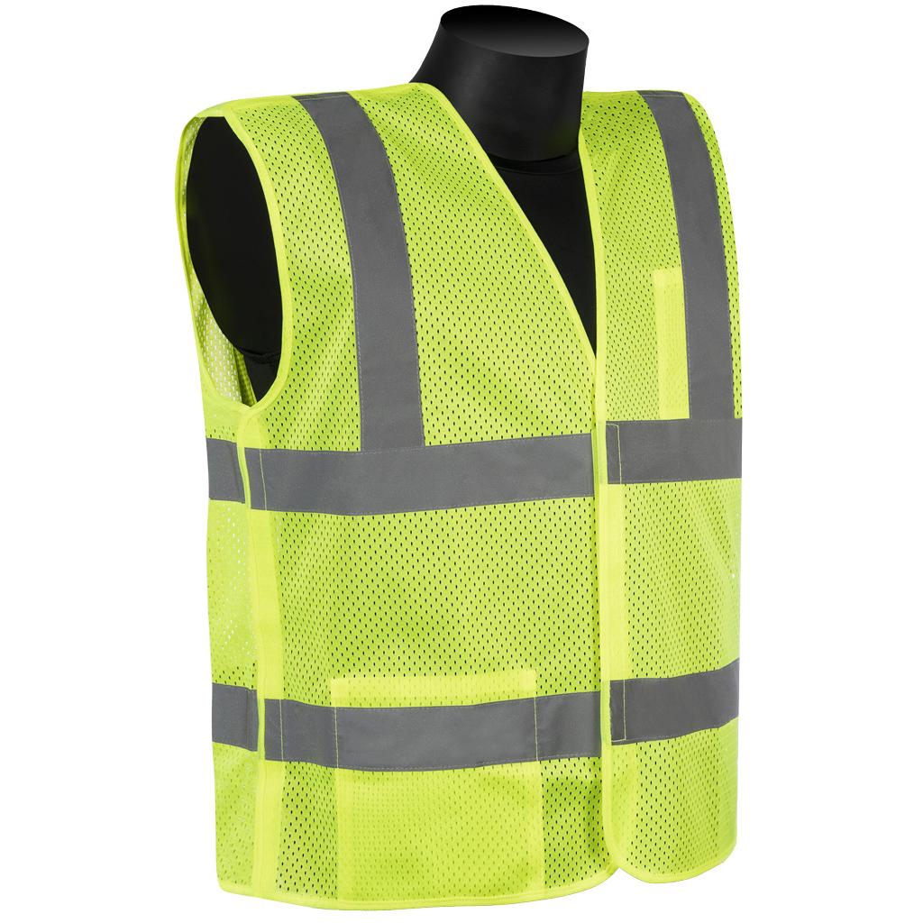 Breakaway Vest, Reflective, Series: C16005G, XL Size, Hi-Viz Green, Mesh/Polyester, Hook and Loop Closure, 1 Pockets, ANSI Class: Class 2