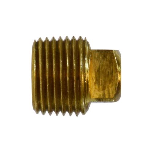 Solid Plug, Square Head, Series: 109, Fitting/Connector: Plug, 1/4 in Nominal, MNPT End Style, 0.8 in Hex, 0.37 in Length, 1200 psi Pressure, Barstock Method of Manufacture, Brass, -65 to 250 °F