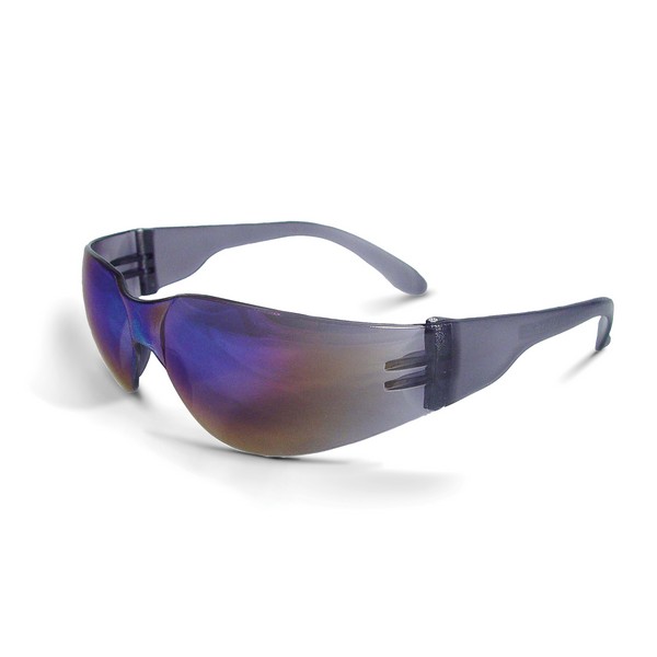 Safety Eyewear, Lightweight, Series: Mirage™, Universal Size, Hard Coat/Impact-Resistant Lens Coating, Rainbow Mirror Lens, Frameless/Wrap Around Frame, Rainbow Mirror Frame, Polycarbonate Frame, Polycarbonate Lens, 99.9 % UV Protection, Snap-In Temp