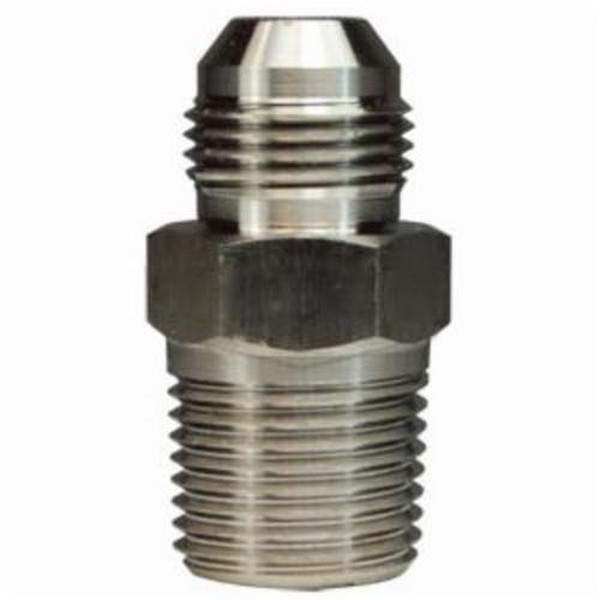 Flare to Pipe Adapter, Series: SS2404, Fitting/Connector Type: Adapter, 7/16-20 x 1/4-18 Nominal, 37° Male JIC Flare x Male NPTF, 4500 psi, 316 Stainless Steel