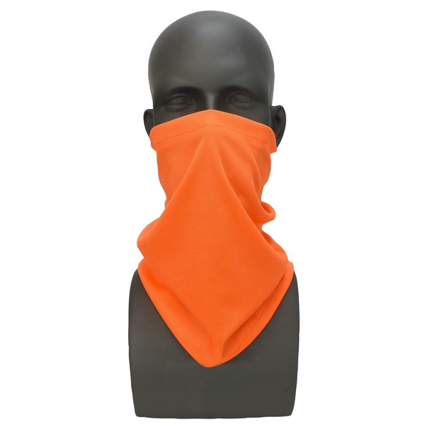 Neck Gaiter, Lightweight Universal, Specifications: 1-Layer Reusable Pullover Mask, Polyester Bird's Eye Fabric, Hi-Viz Orange, 9 in W x 1/4 in H Dimensions