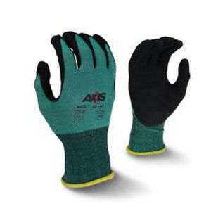 Cut-Resistant Gloves, Series: RWG533, XL Size, Sandy Foam Nitrile Palm, Sandy Foam Nitrile Coating, 18 ga HPPE, Black/Green, Seamless Cuff, ANSI Cut-Resistance Level: A2, ANSI Puncture-Resistance Level: 2, Resists: Abrasion, Cut, Tear and Puncture