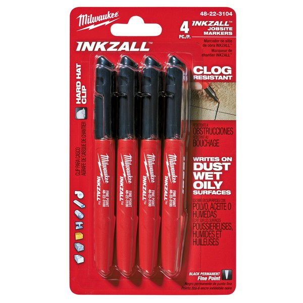 Industrial Marker, Permanent, Fine Line Tip, 20 to 140 °F, 10 s Drying, Acrylic, Black