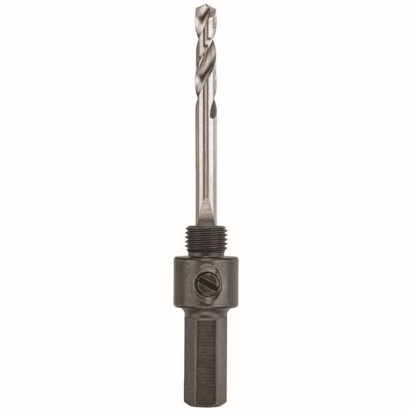 Hole Saw Arbor, Standard, 13/16 in Arbor, Hex Shank, 1/2 in Shank, 9/16 in Overall Length, 135 deg Point, Hardened Steel