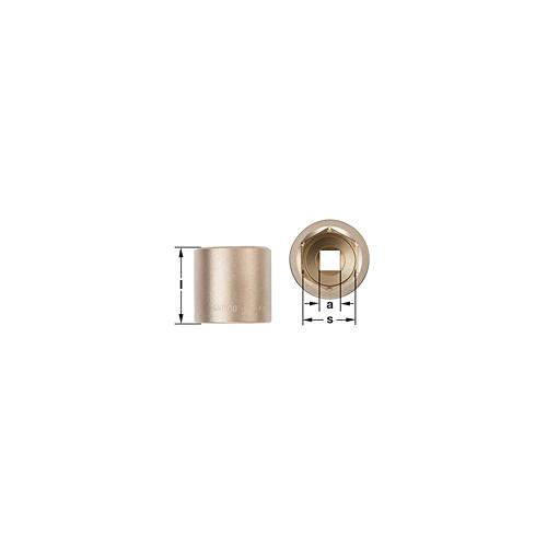 Socket, Standard, No Impact Rated, Measurement System: Imperial, 1/2 in Drive, 1-1/2 in Overall Length, Aluminum Bronze, Natural