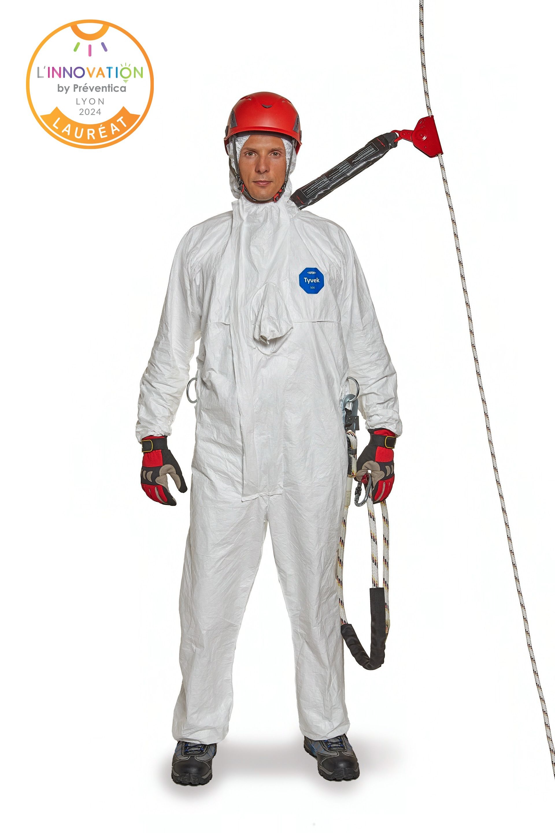 Coverall, XL Size, White, Tyvek® 500, 46-1/4 to 49-3/4 in Chest, 34 in Inseam Length, Stitched Seam, Zipper Closure