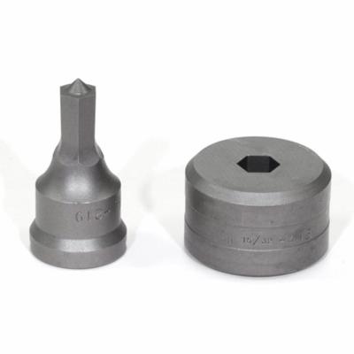 Punch and Die Set, Hex Shape, Sizes Included: 7/16 in Punch, 15/32 in Die, 2 Piece, For Use With: Standard Pedestal Die Table, Tool Steel