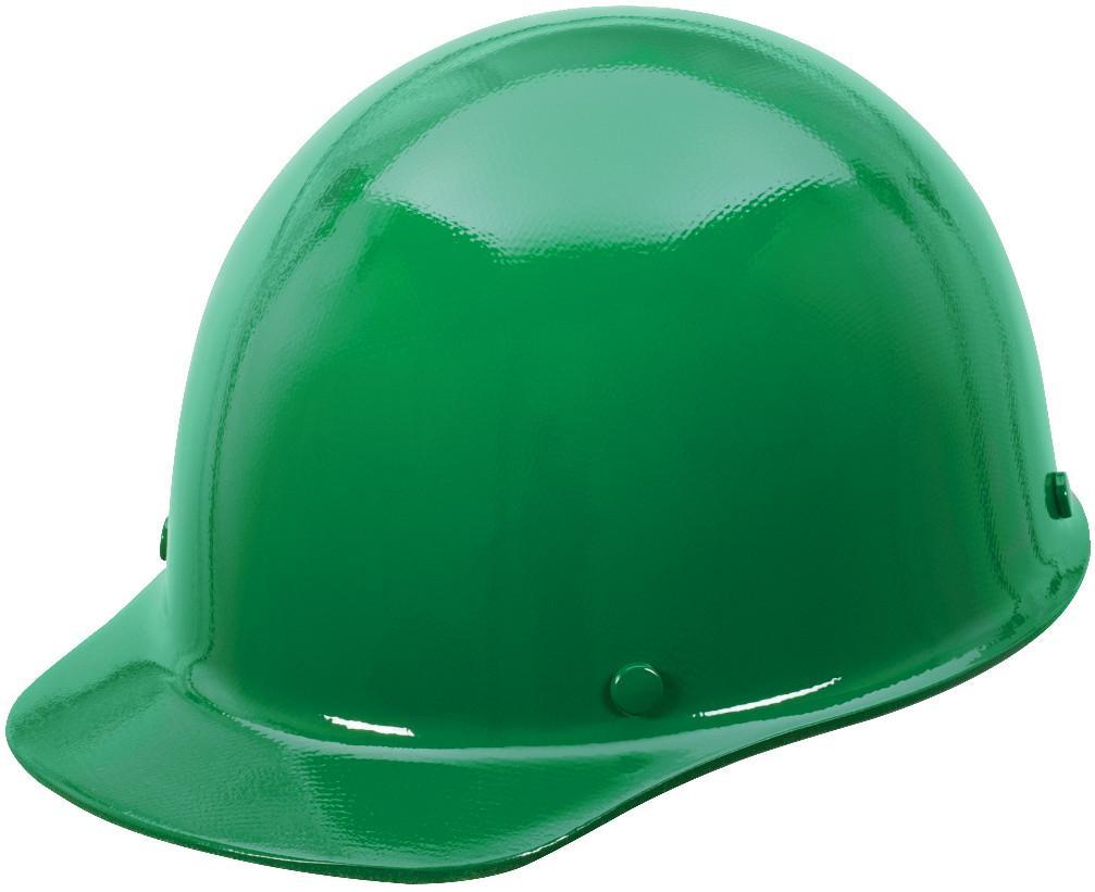 Hard Hat, Cap Style, Standard Size, Fits Minimum Hat Size: 6-1/2, Fits Maximum Hat Size: 8, Green, Phenolic, 4-Point Staz-On® Suspension, ANSI Electrical Class Rating: Class G, ANSI Impact Rating: Type I, Slotted: No, Pin Lock Adjustment