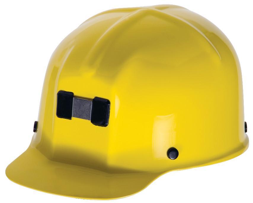 Hard Hat, Front Brim, Standard Size, Fits Minimum Hat Size: 6-1/2, Fits Maximum Hat Size: 8, Yellow, Polycarbonate, 4-Point Suspension, ANSI Electrical Class Rating: Class G, ANSI Impact Rating: Type I, Slotted: No, Pin Lock Adjustment