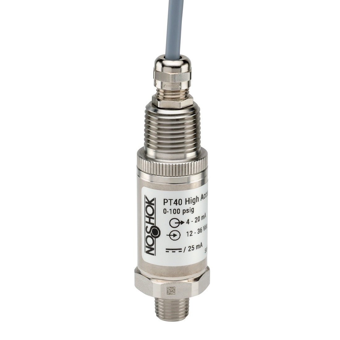Fixed Range Pressure Transmitter, High Accuracy, Series: PT40, 0 to 300 psi Range, 1/2 in MNPT Connection, 10 to 30 V DC Electrical Rating, ±0.25 Percent Accuracy, 4 to 20 mA Output, -20 to 212 °F, 316 Stainless Steel
