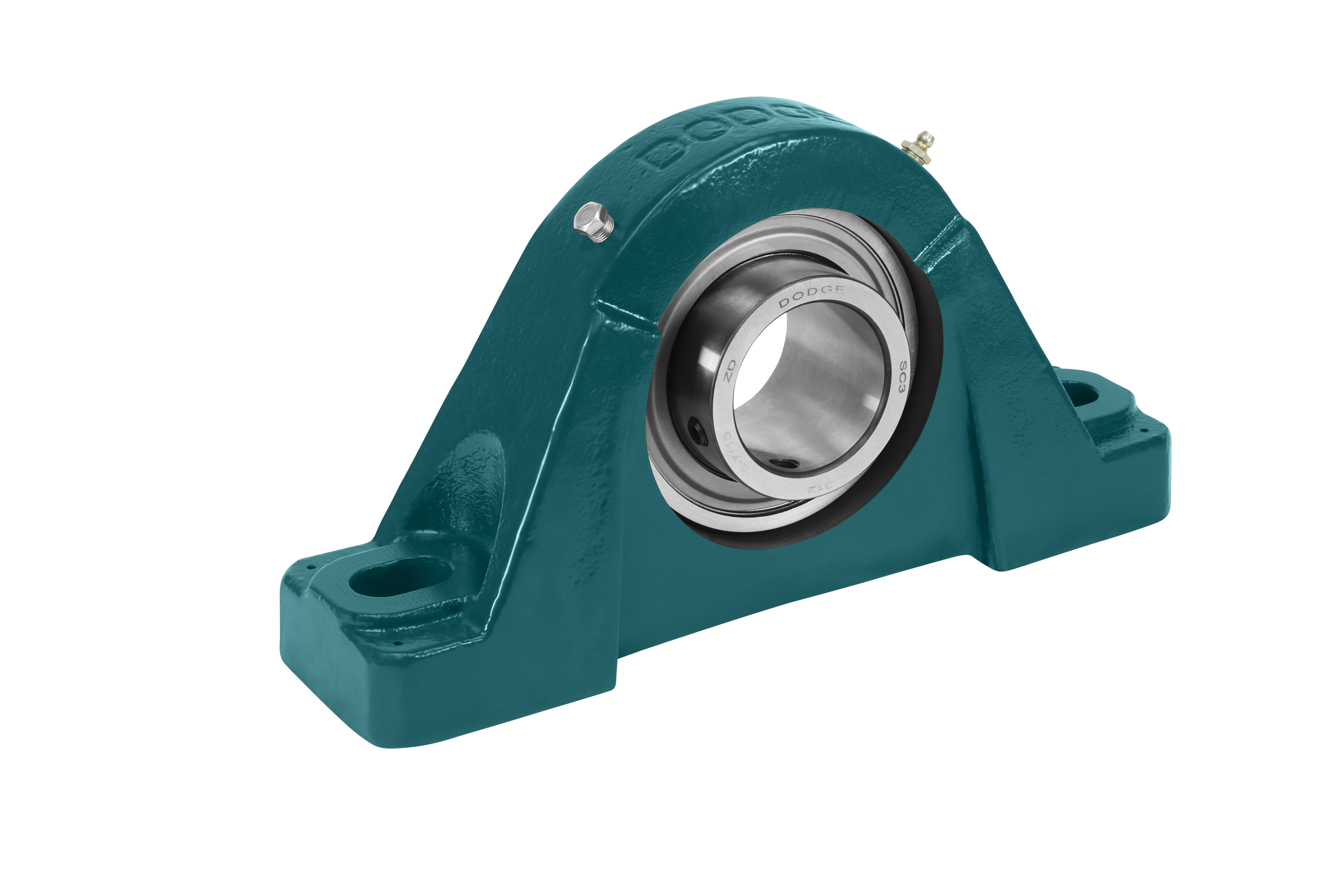 Pillow Block Ball Bearing Unit, Series 300, 2-7/16 Inch Bore, 16.12 Inch Overall Length, 10.06 Inch Overall Height, Two-Bolt, Set Screw, High-Speed, Heavy-Load, Cast Iron