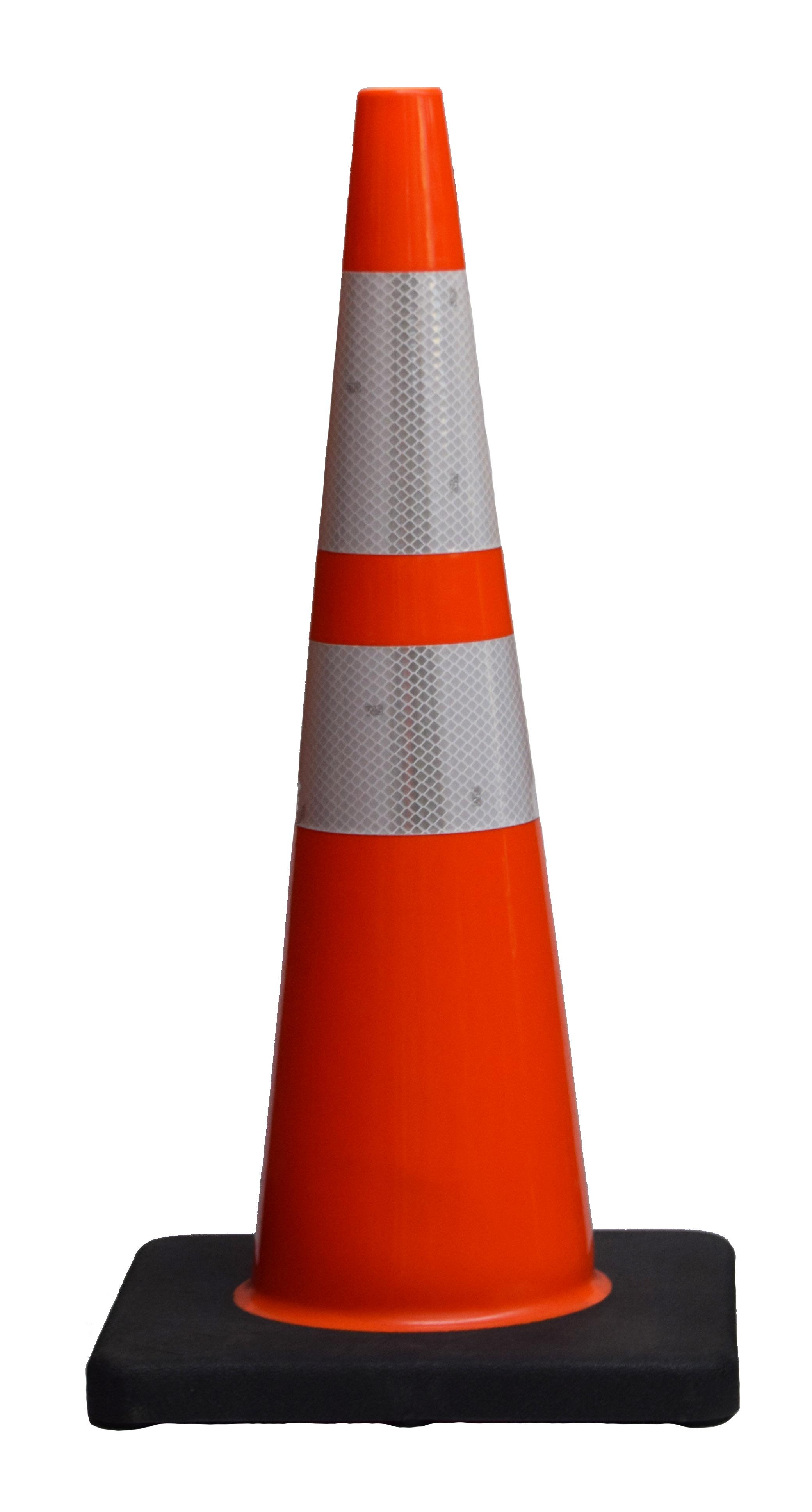 Cones, Slim Line, Series: DW, 28 in Height, Orange Cone, PVC Cone, Black Base, 7 lb Weight, Specifications Met: MUTCD Standard and NCHR-350